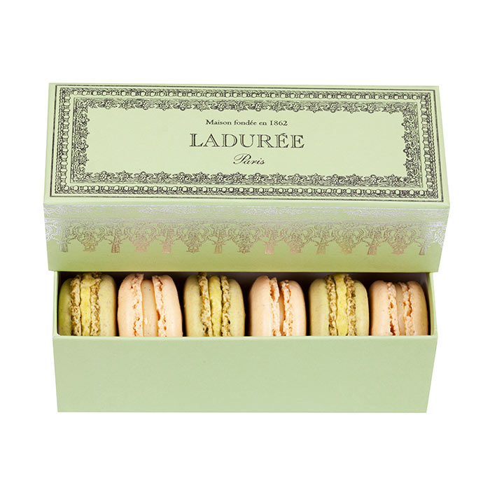 6 Pieces Macaron Box - Napoleon Green Laduree